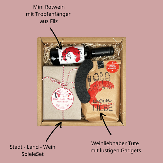 Weingeschenk Box – Für Weinfreunde, Spielkinder & Weltverbesserer