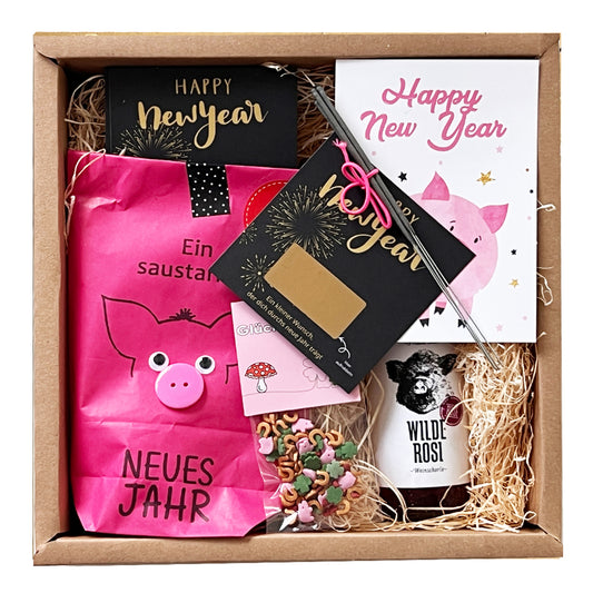 Mitbringsel für Silvester: Die Happy New Year Geschenkbox mit Herz, Charme &amp; Glück