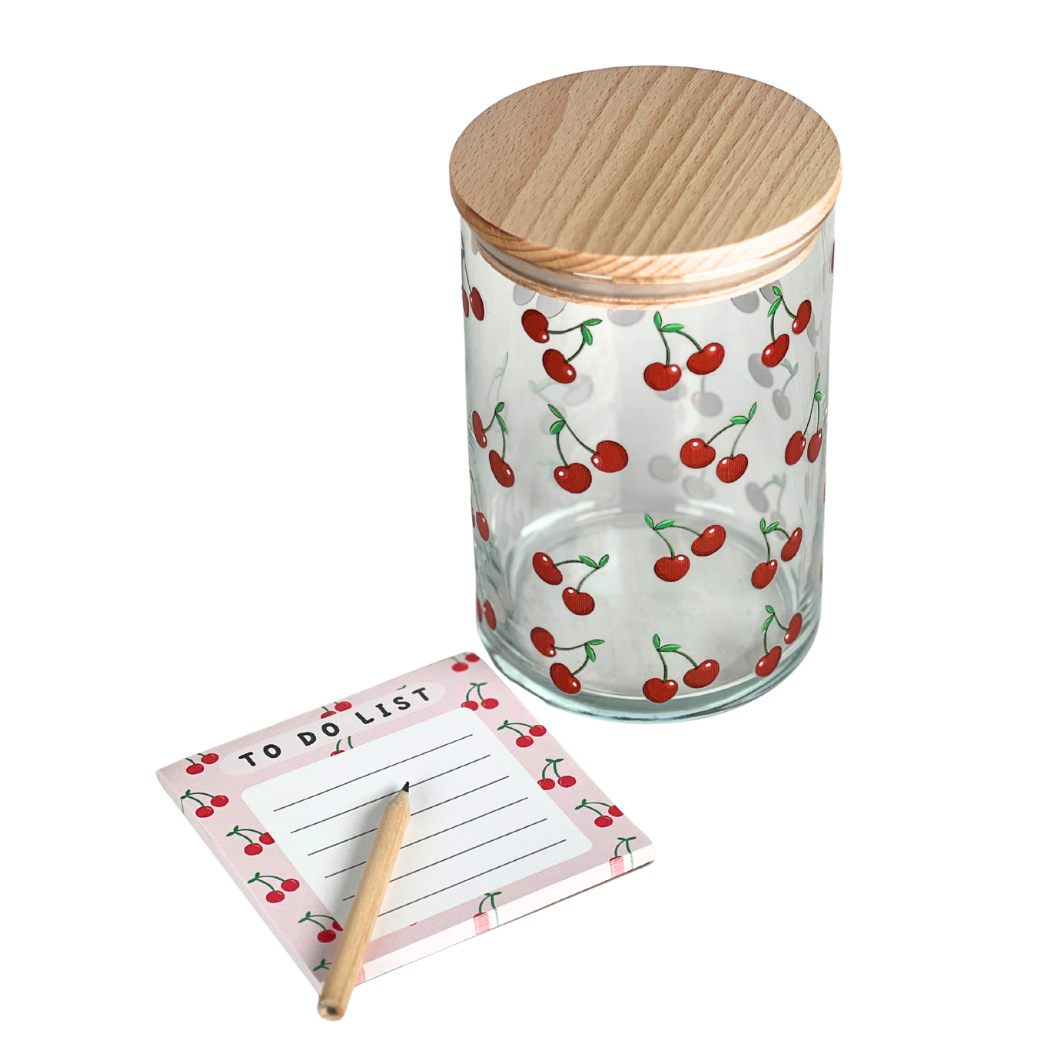 Glasdose Kirschen mit Block Kirschen
