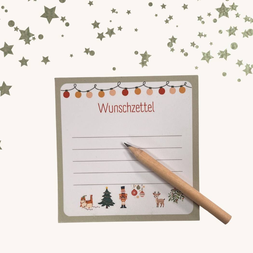 Notizblock für Wünsche zur Weihnachtszeit