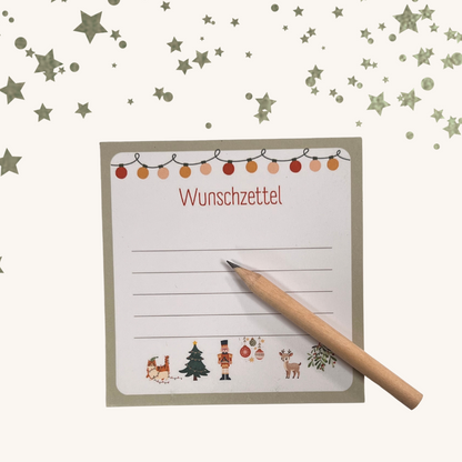 Notizblock für Wünsche zur Weihnachtszeit