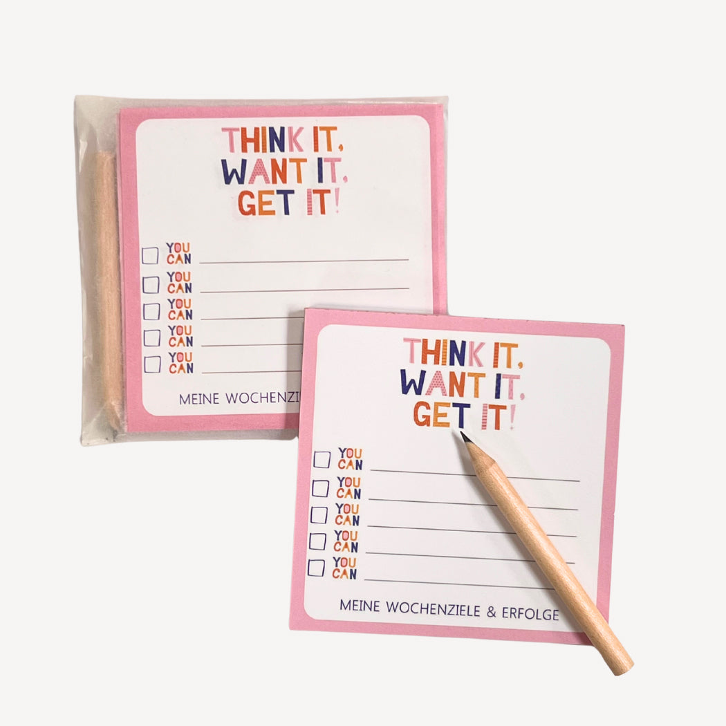 Block Set zum Thema: ich tue es, ich will es und ich bekomme es!