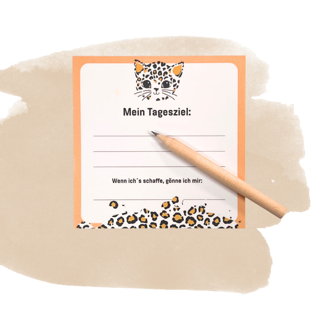 Block mit Bleistift für deine Tagesziele - im Leo Style