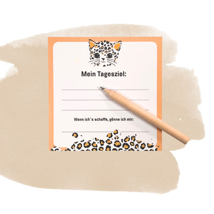 Block mit Bleistift für deine Tagesziele - im Leo Style