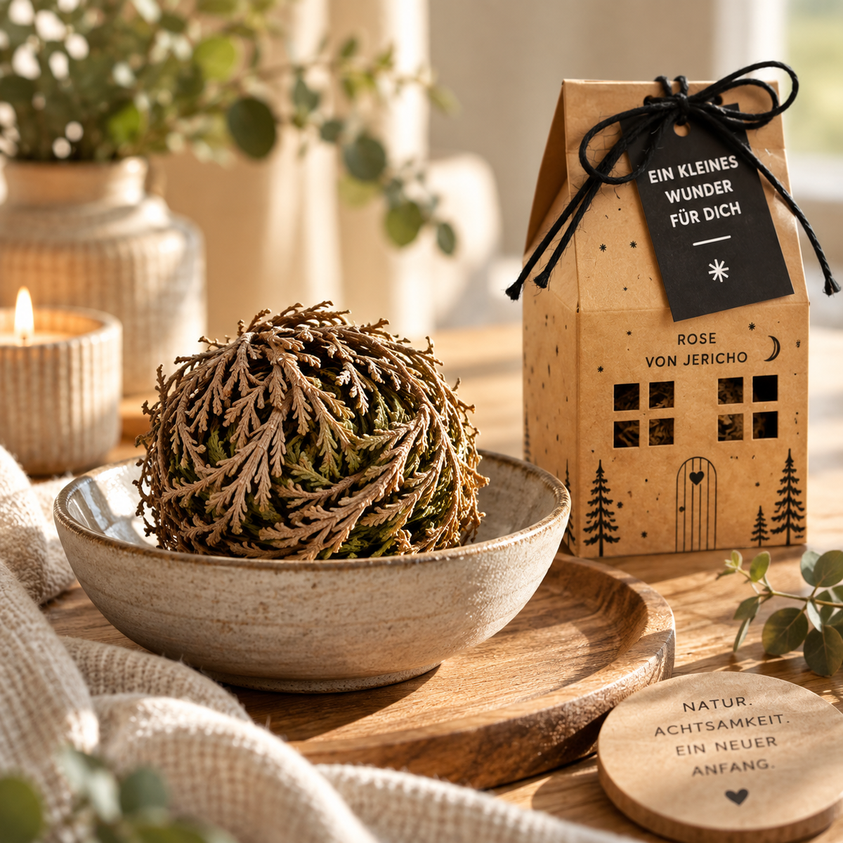 Traditionelle Tischdeko zu Weihnachten - Rose von Jericho