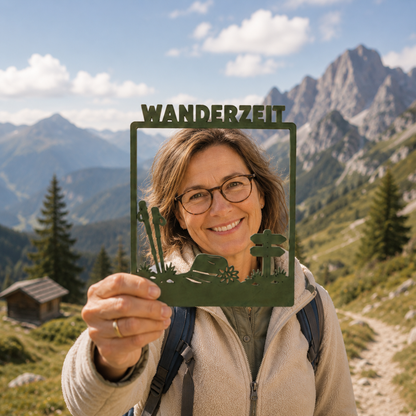 Selfie Rahmen Wanderzeit in den Bergen