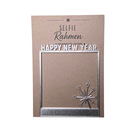 Selfie Rahmen Happy New Year Silber