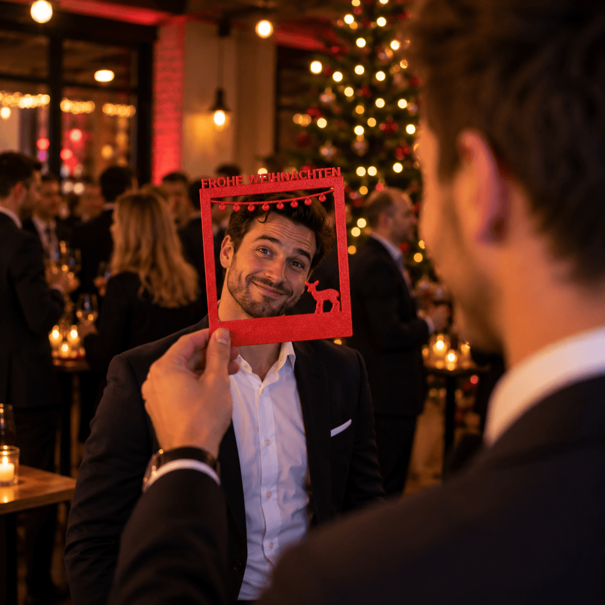 Selfie Rahmen Frohe Weihnachten Rotpink S