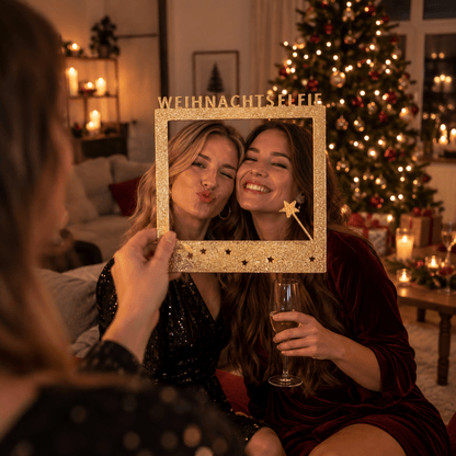 Selfie Rahmen Weihnachtselfe Gold