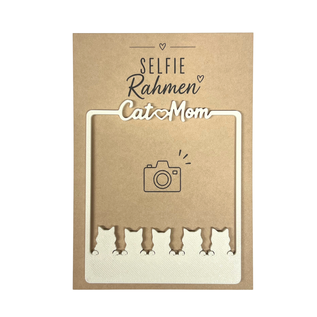 Selfie Rahmen Cat  Mom Weiß
