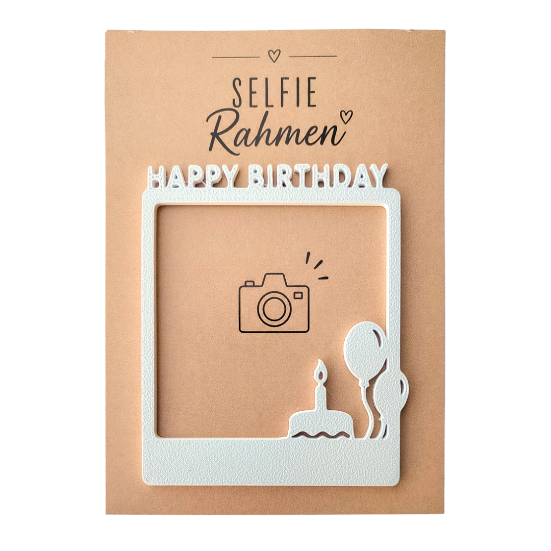 Selfie Rahmen Geburtstag: Happy Birthday Weiß
