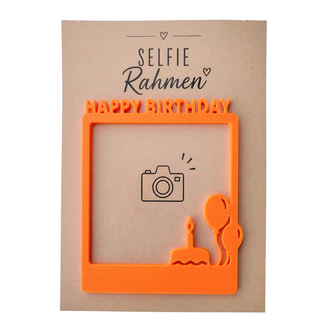 Selfie Rahmen Geburtstag: Happy Birthday Orange