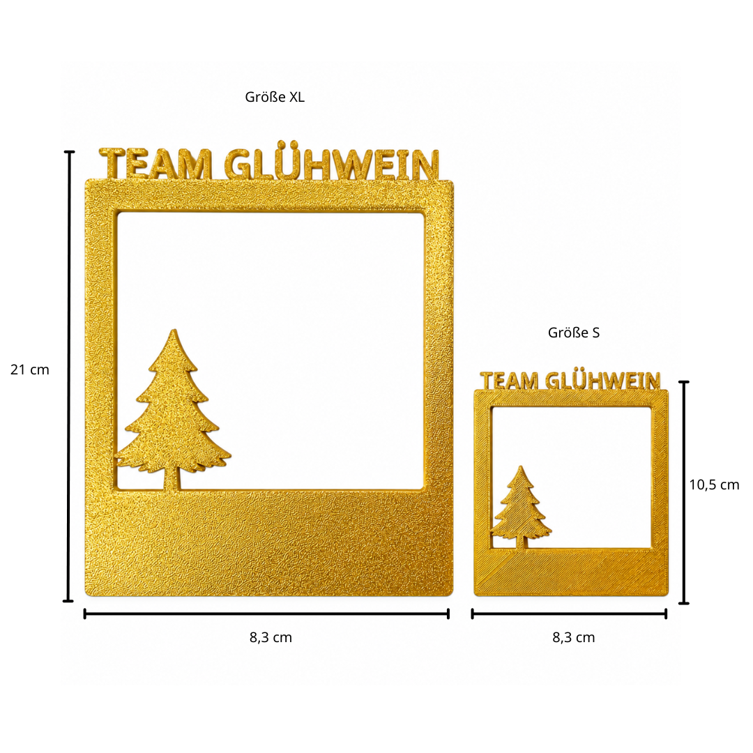 Selfie Rahmen Team Glühwein Gold XL personalisierbar