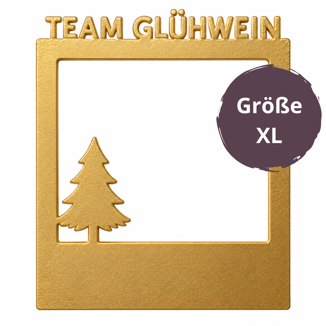 Selfie Rahmen Team Glühwein Gold XL personalisierbar