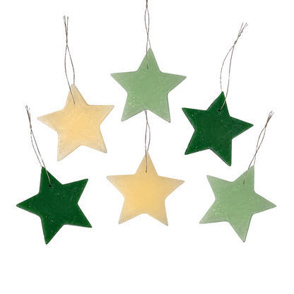 Wachsstern Set: 6 große Sterne in Salbei, Mint und Creme