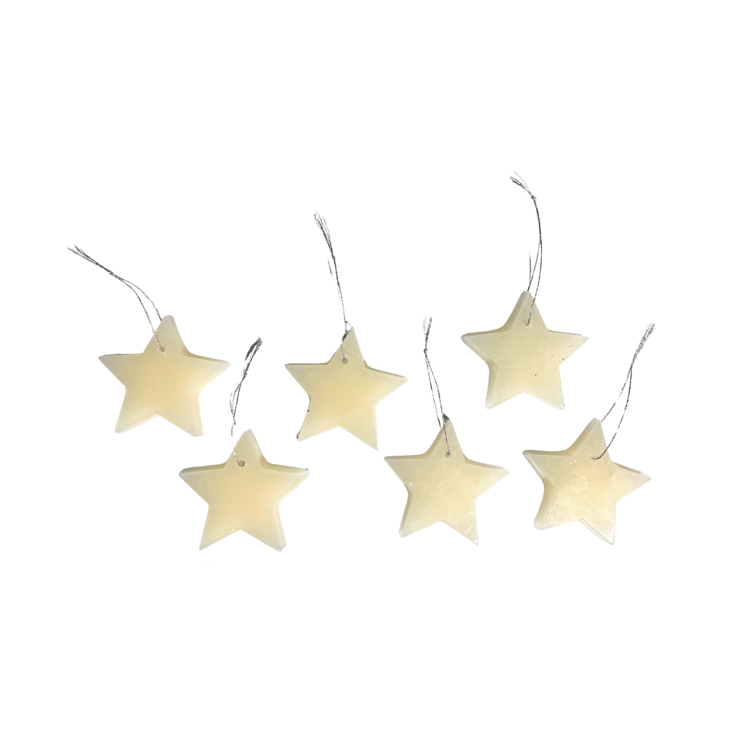 Wachsstern Weihnachtsbaumschmuck Natur: 6 Sterne klein