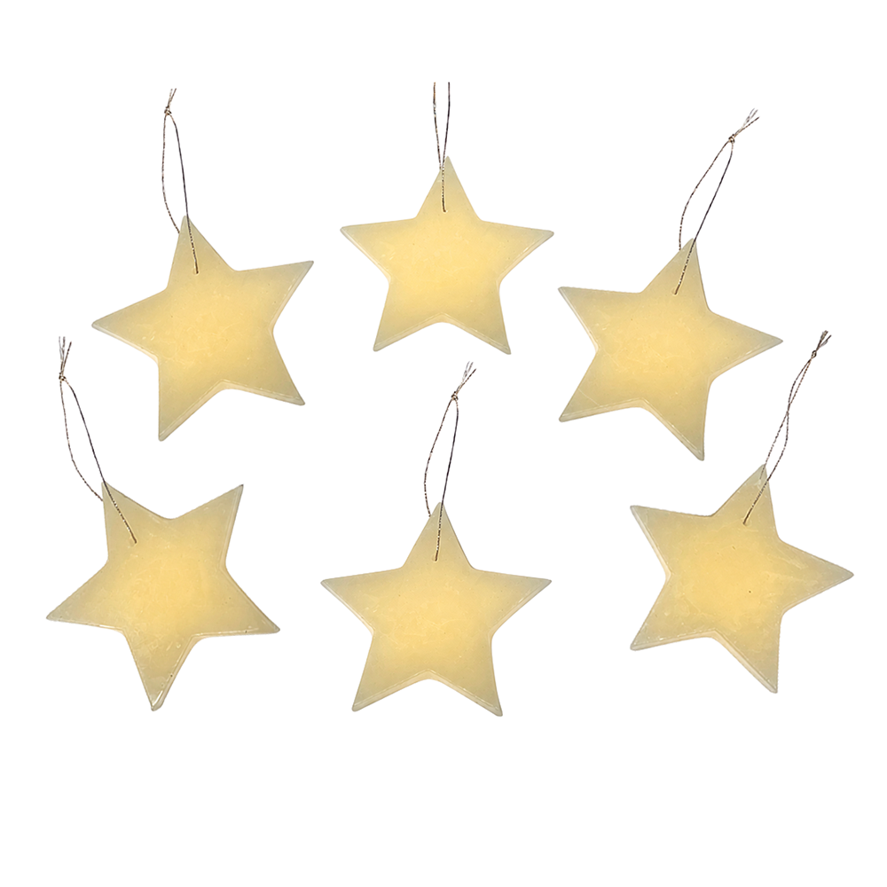 Wachsstern Weihnachtsbaumschmuck Natur: 6 große Sterne