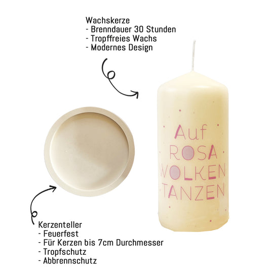 Kerze mit Unterteller Erklärungen