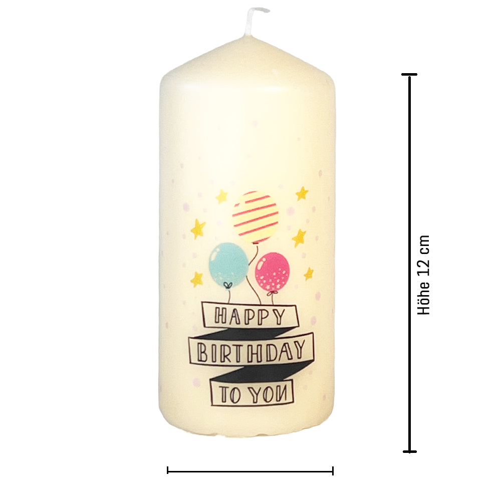 Happy Bithday Kerze Höhe und Breite