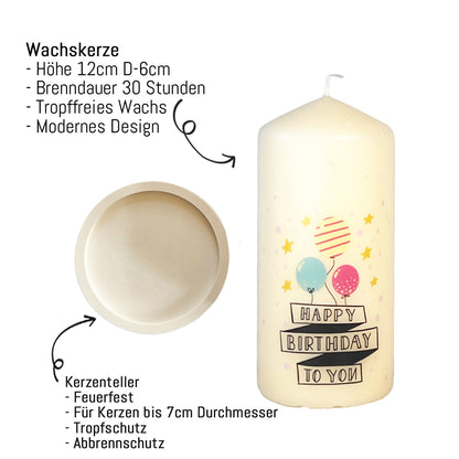 Happy Birthday Kerze Beschreibungen Höhe, Brenndauer