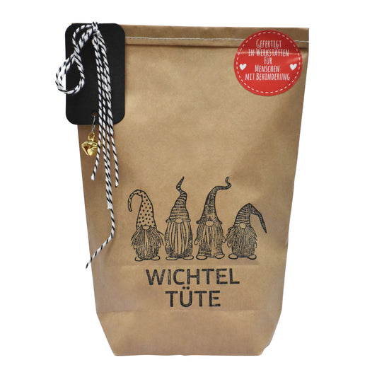 Überrasche Freunde, Kollegen oder Familie mit der Wichtelwundertüte mit Glockenanhänger. Die perfekte Idee für lustige Wichtelabende und Weihnachtsfeiern