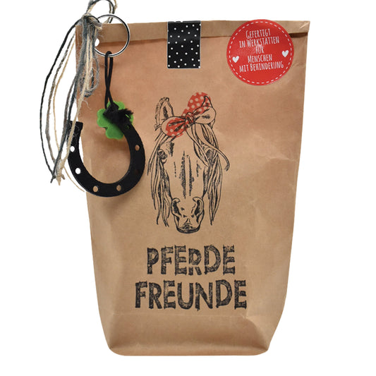 Wundertüte in braun bestempelt mit Pferdekopf als Geschenk für Pferdeliebhaber