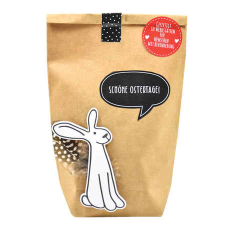 Wundertüte in braun mit Hase und Feder als Osterhasen Geschenk