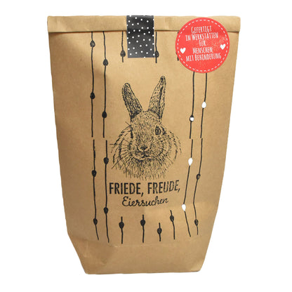Wundertüte in braun bestempelt mit Hase als Eiersuche geschenk
