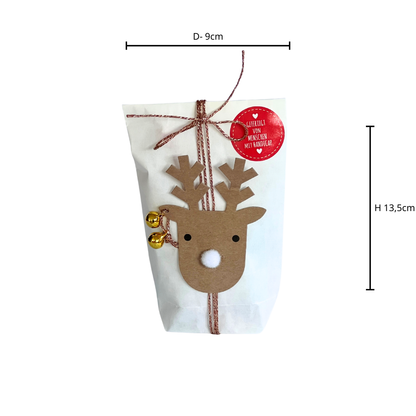 Rudi Rentier mit Süßigkeiten als Wichtelgeschenk