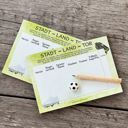 Stadt Land Fußball – Stadt-Land-Tor Spiel im Taschenformat  mit 2 Spielblöcken
