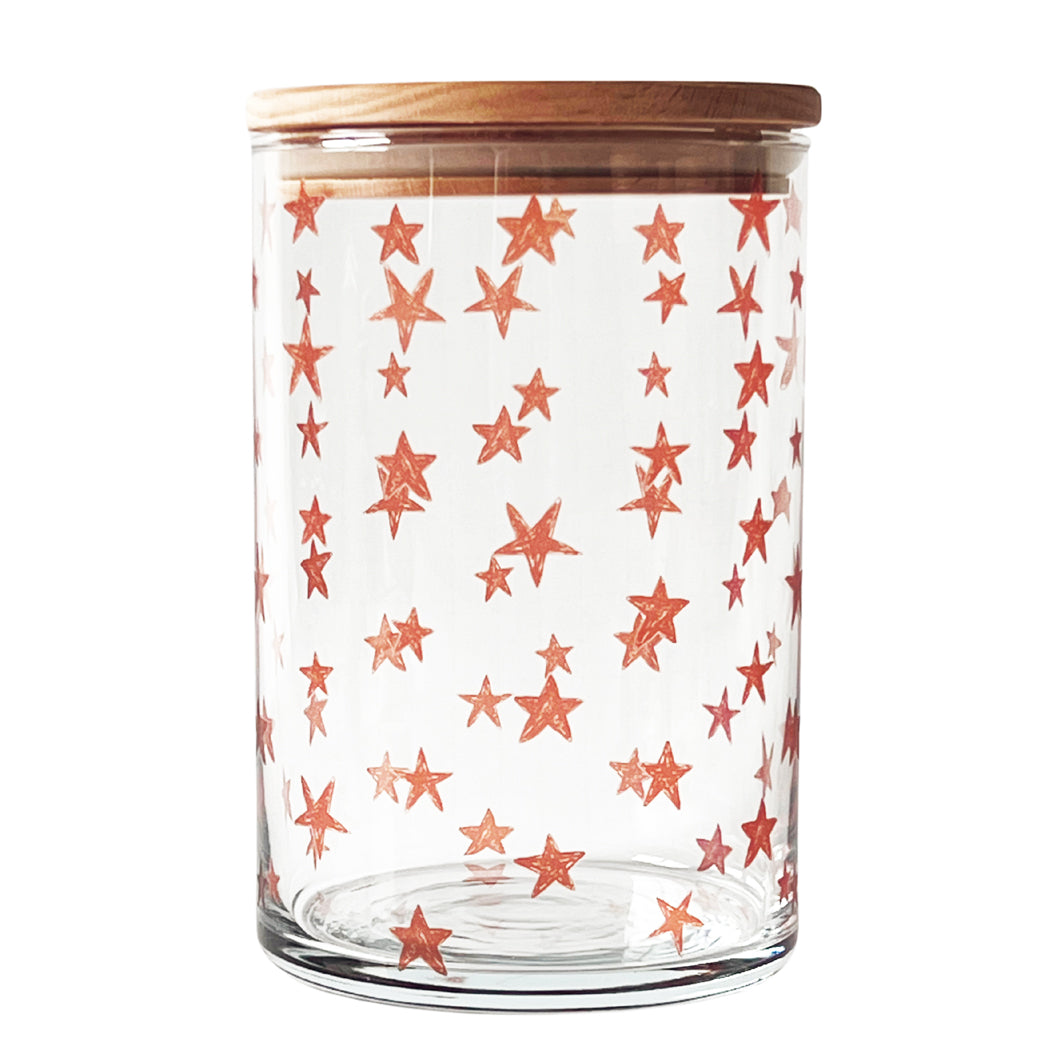 Bonbonglas – Weihnachtsfreude mit roten Sternen