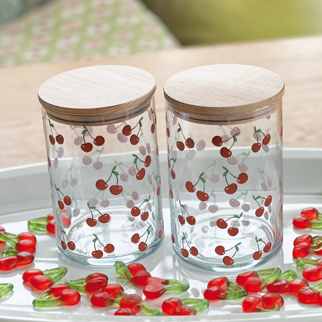 Kirschenglas für die Sommerzeit- Vorratsglas mit Holzdeckel