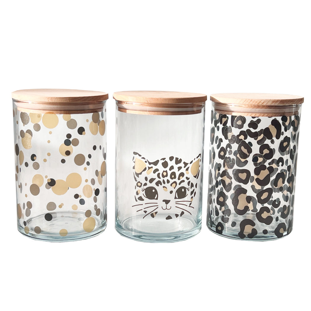 Glasdosen mit Deckel im Leo Design