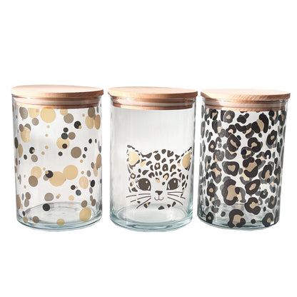Glasdosen mit Deckel im Leo Design