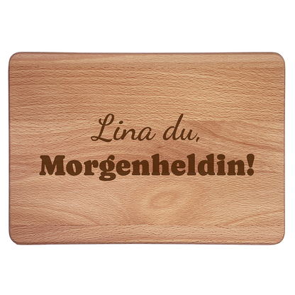 Personalisierte Frühstücksbrettchen: du Morgenheldin