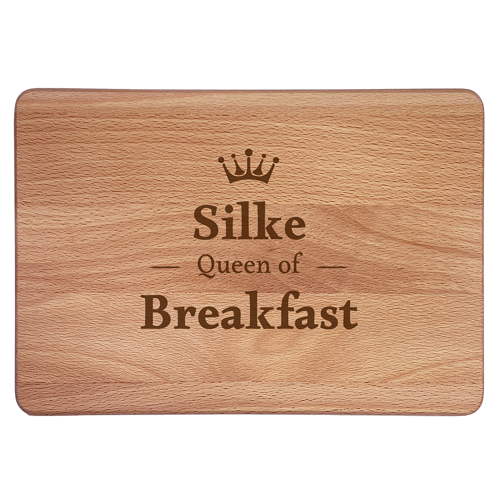 Personalisierte Frühstücksbrettchen:  Queen of Breakfast