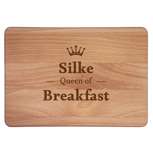 Personalisierte Frühstücksbrettchen:  Queen of Breakfast