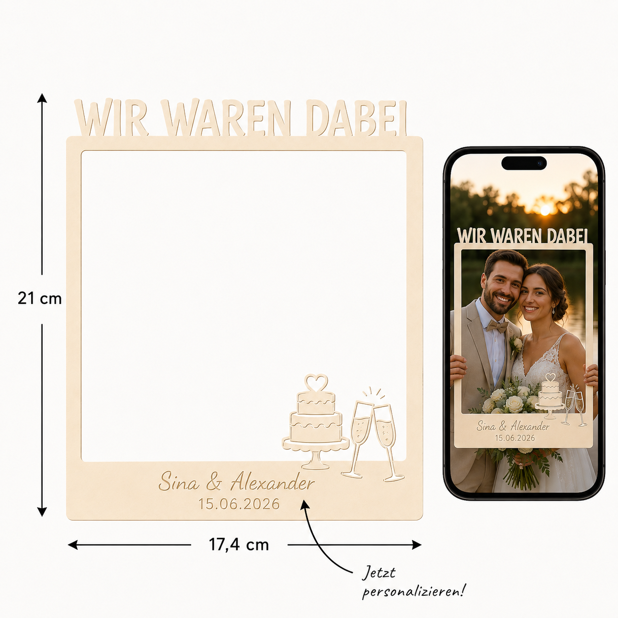 Gäste Selfie Rahmen XL Premium personalisiert