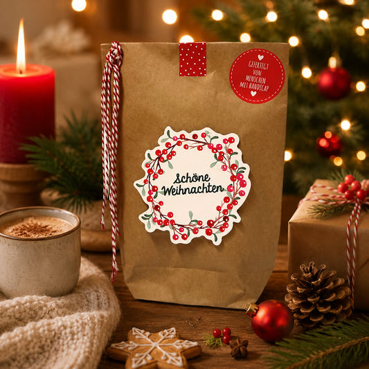 Schöne Weihnachten mit der Weihnachtsmitbringsel Beerenkranz