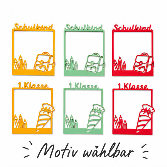 Selfie Rahmen Schulkind und 1. Klasse in Gleb, Türkis und Rotpink