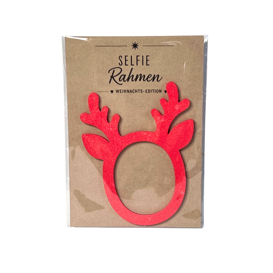 Selfie Rahmen Rentier Rotpink für lustige Weihnachtsfotos in Verpackung