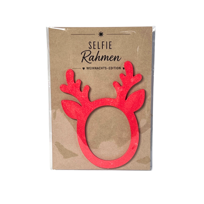 Selfie Rahmen Rentier Rotpink für lustige Weihnachtsfotos in Verpackung