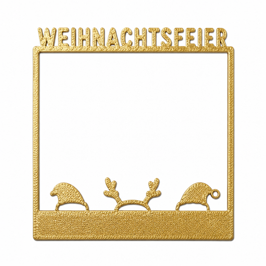Selfie Rahmen Weihnachtsfeier in Gold als Giveaway