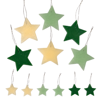Wachsstern Weihnachtsbaumschmuck in Grüntönen