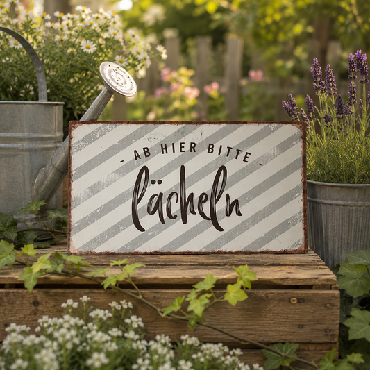 Gartenschild bitte lächeln
